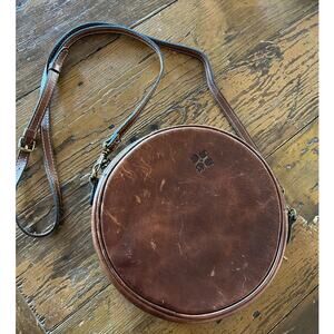 Patricia Nash Round Leather Crossbody Bag – Vintage Distressed Brown –Rare Style
